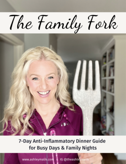 mom holding fork to show anti-inflammatory meals for family